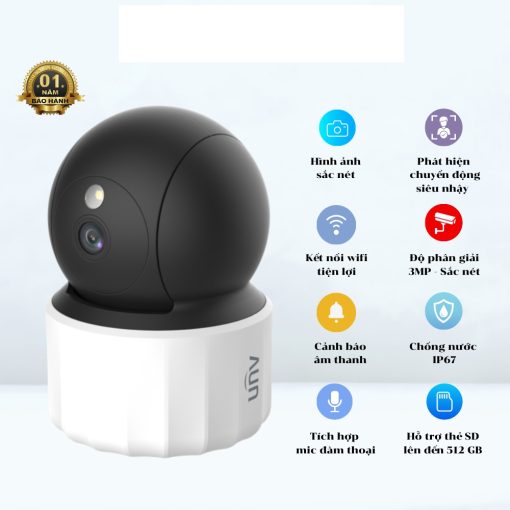 Camera WIFI UNV IPC-S3E-M3 ( 3MP - Quay quét - đàm thoại 2 chiều ) - Ảnh 2
