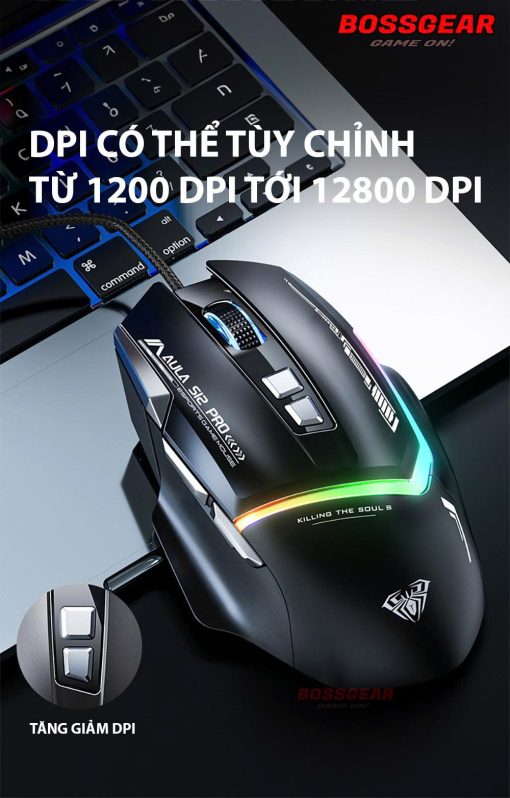 Chuột gaming có dây Aula S12 Pro đen - Ảnh 3