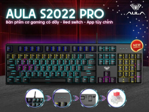 Bàn phím có dây gaming AULA S2022 Pro đen Red switch - Ảnh 2