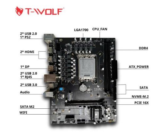 Mainboard T-WOLF H610 LGA1200, mATX, DDR4, 1 M.2 - Ảnh 2